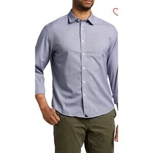 UNTUCKit Men’s XXL Navy Houndstooth Button Up Shirt Slim Work To Weekend Modern